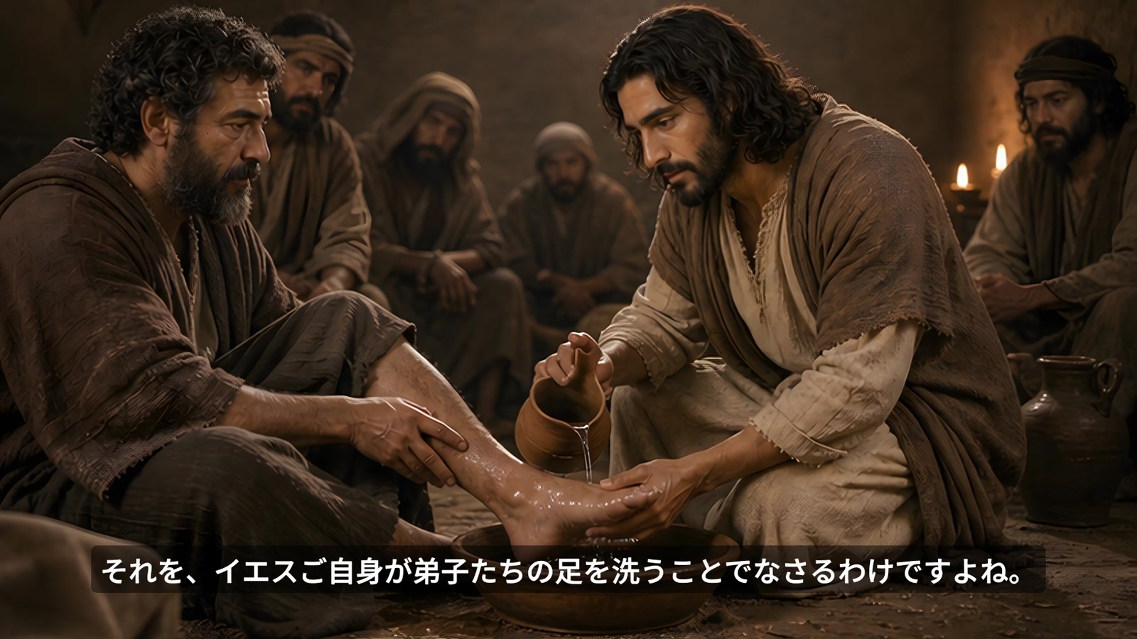 弟子の足を洗うイエスの挿絵