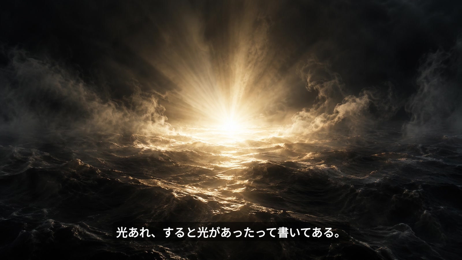 動画内の水面と光を描いた創造のイメージ映像